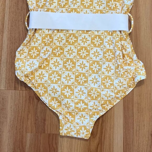 Modcloth Woman's Yellow The Haley One-Piece Retro Swimsuit Sz XL - Picture 5 of 11